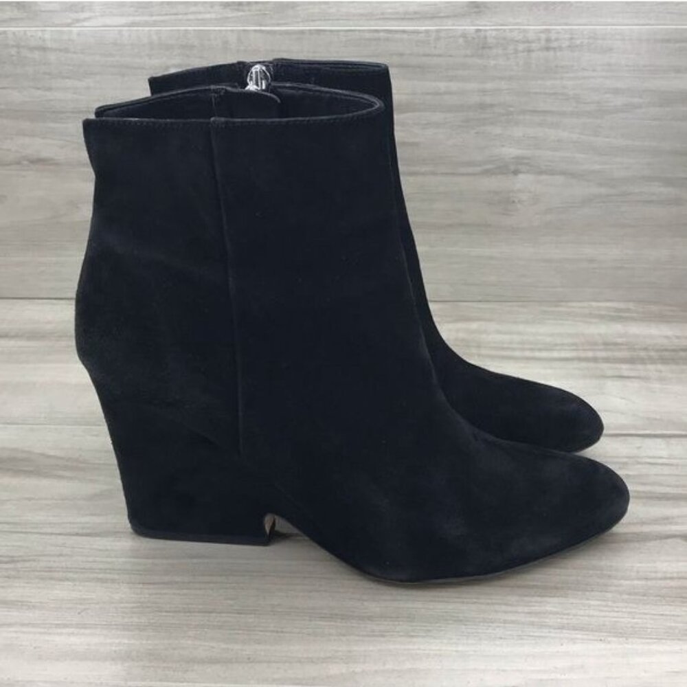 Sam Edelman Booties Women's 8 Wilson Black Suede Zip Ankle Boots